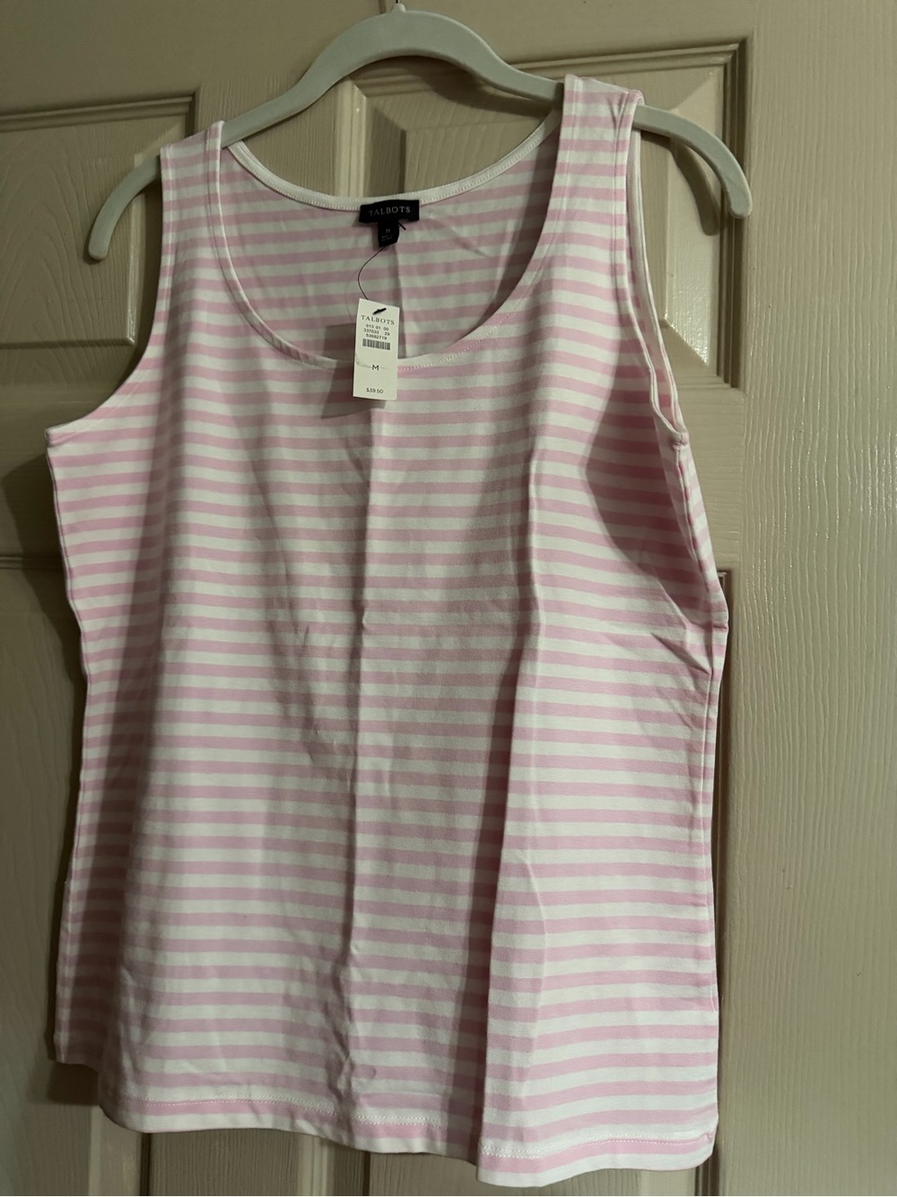 Talbots Light Pink and White Striped Tank Top